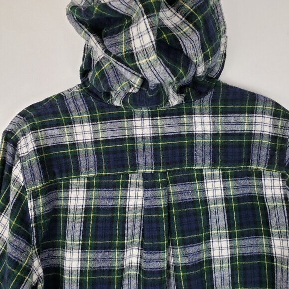 LL Bean Flannel Zip Hoodie Gordon Tartan Scotch Plaid Relaxed Shirt Size Medium - Picture 6 of 9